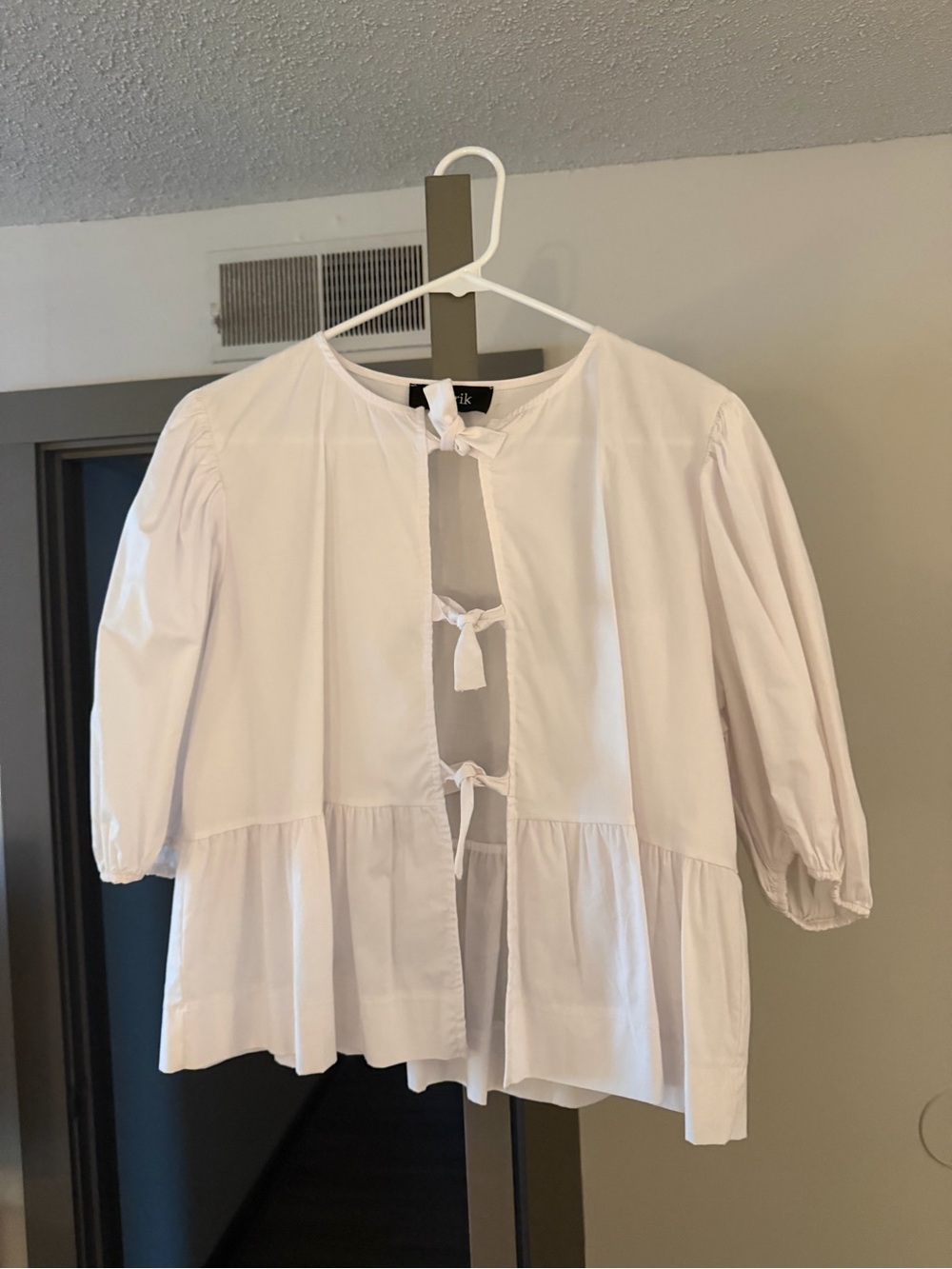 fab'rik White Tie-Front Blouse - Picture 1 of 3